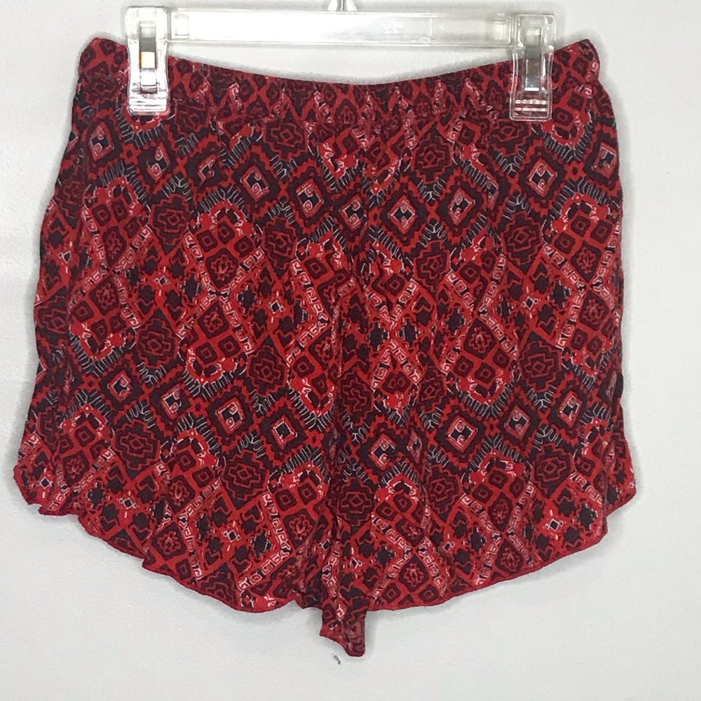 Boho Pattern Red Drapey Soft Shorts - image 4